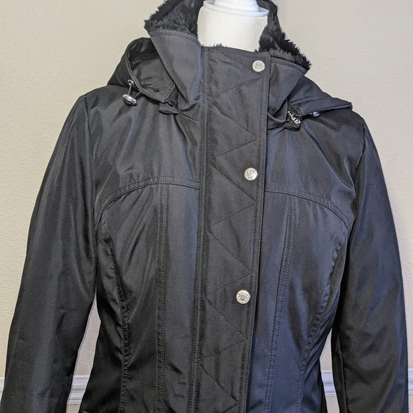 Faux Fur Black Quilted Winter Coat with Detachable Hood NWT - Picture 11 of 11